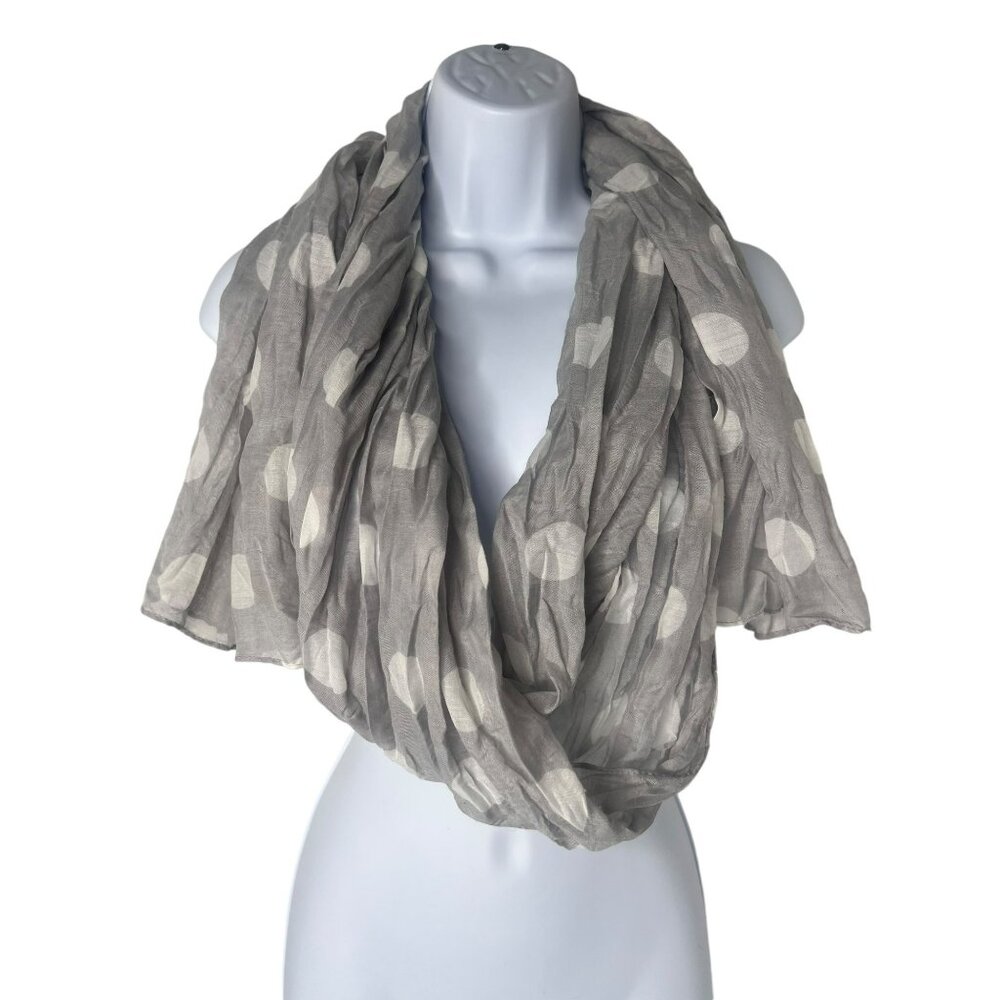 Light Gray Polka Dot Scarf Wrap Thin Material 74 in - Picture 1 of 5